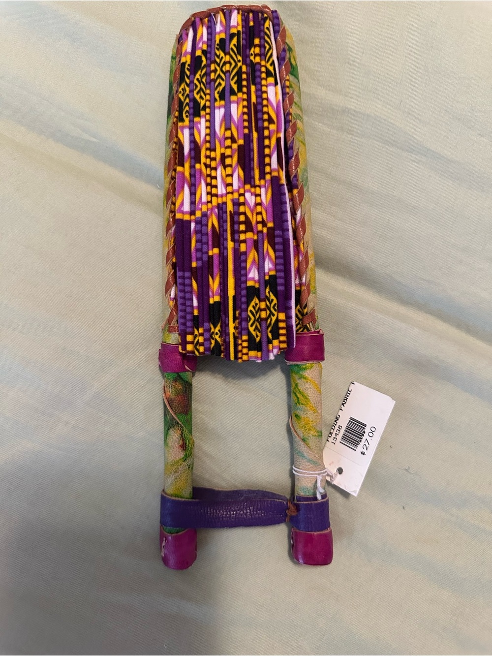 Vibrant Purple & Yellow African Print Hand Fan - Picture 3 of 4